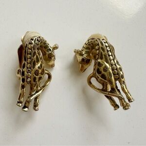 Elegant Gold Giraffe clip on Earrings